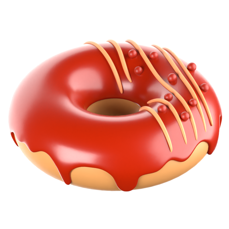 Icono 3D del donut de terciopelo rojo