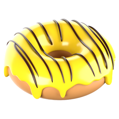 Yellow Banana Donut 3D Icon 3D Graphic