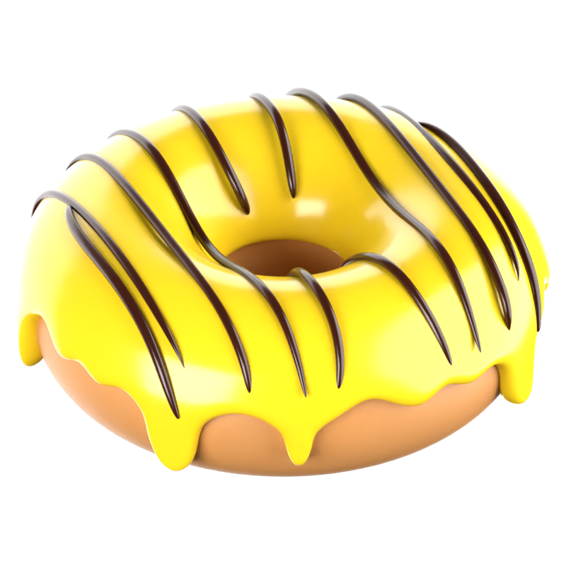 Yellow Banana Donut 3D Icon 3D Graphic