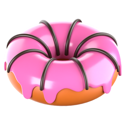 Chocolate Strawberry Donut 3D Icon 3D Graphic