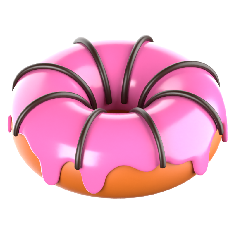 Schokolade-Erdbeer-Donut 3D-Symbol 3D Graphic