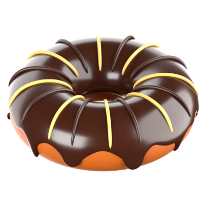 schokolade-vanille-donut 3d-symbol 3D Graphic