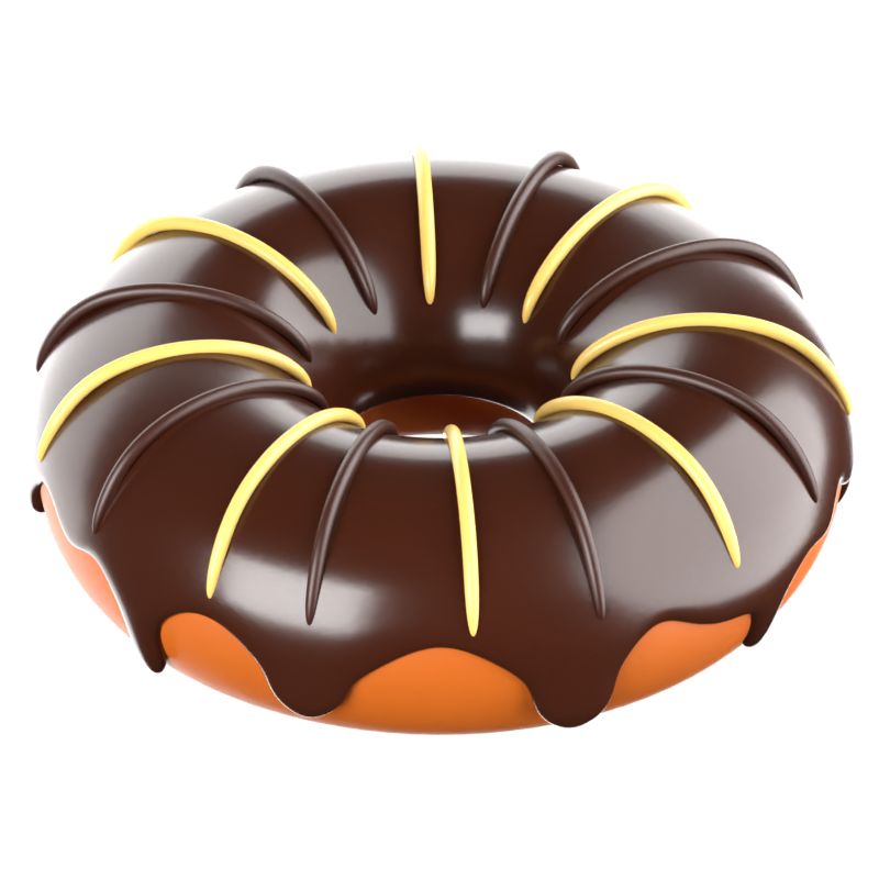 Chocolate Vanilla Donut 3D Icon 3D Graphic