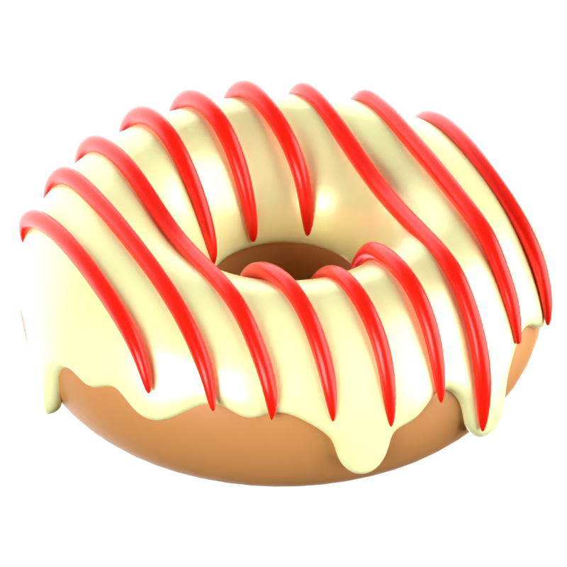 Panna Cotta Donut 3D Icon 3D Graphic