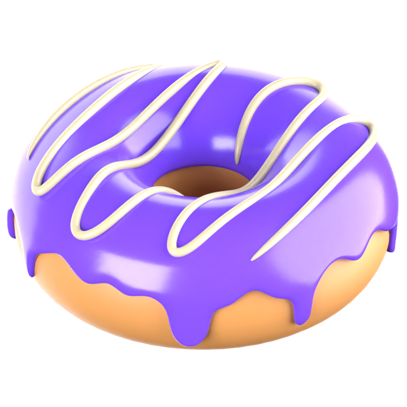 Taro Donut 3D Icon 3D Graphic