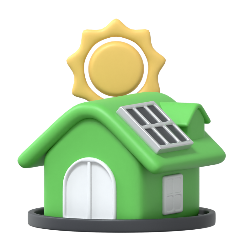 Solar House 3D Icon 3D Graphic