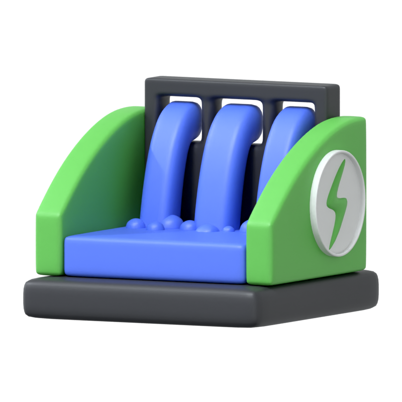 Wasserkraft 3D-Symbol 3D Graphic