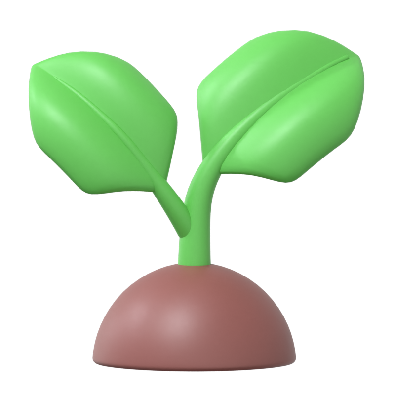 Icono 3D de una planta verde