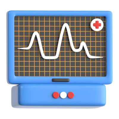 ECG Monitor 3D Icon 3D Graphic