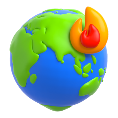 Ecology Earth Burn 3D Icon 3D Graphic