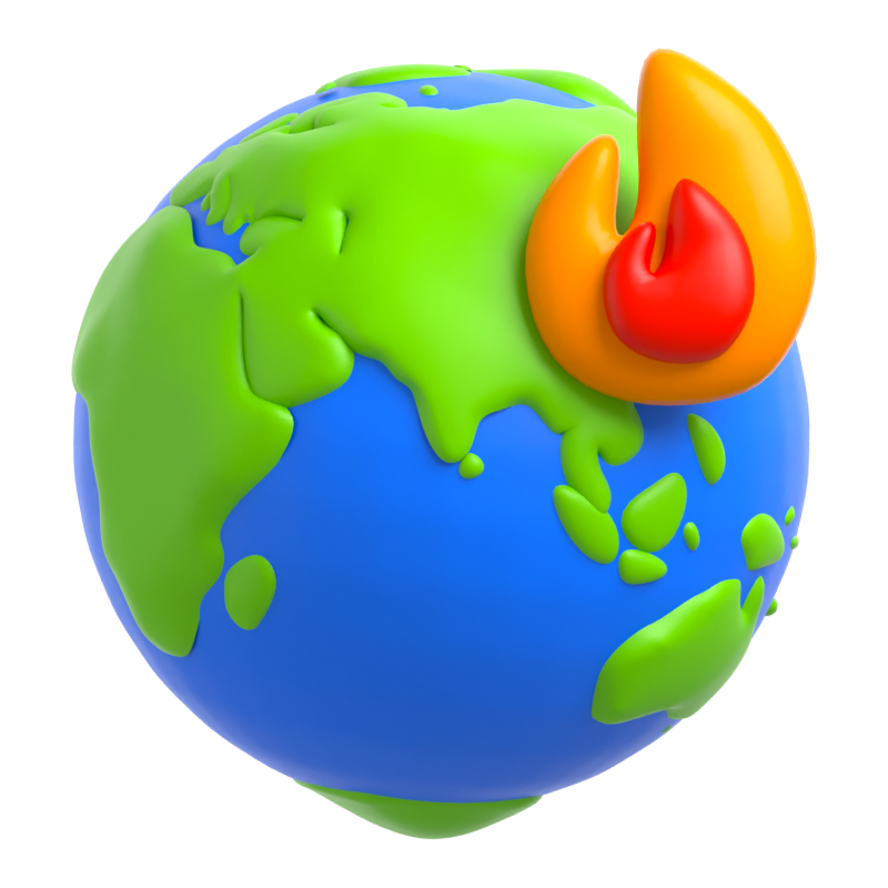 Ecology Earth Burn 3D Icon 3D Graphic