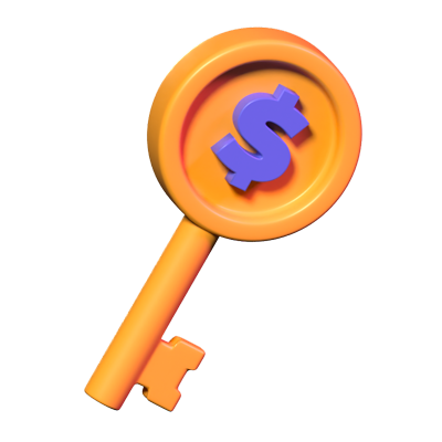 Dollar Key 3D Icon 3D Graphic