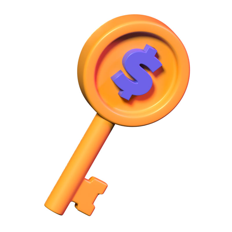 Dollar Key 3D Icon 3D Graphic