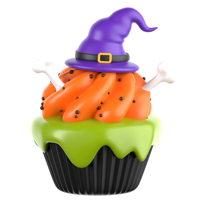 Pumpkin Cupcake 3D Icon 3D Graphic