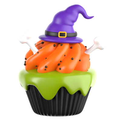 cupcake calabaza icono 3d 3D Graphic