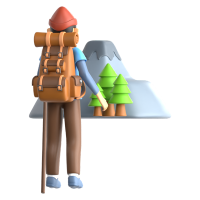 Hiking 3D Icon 3D Graphic