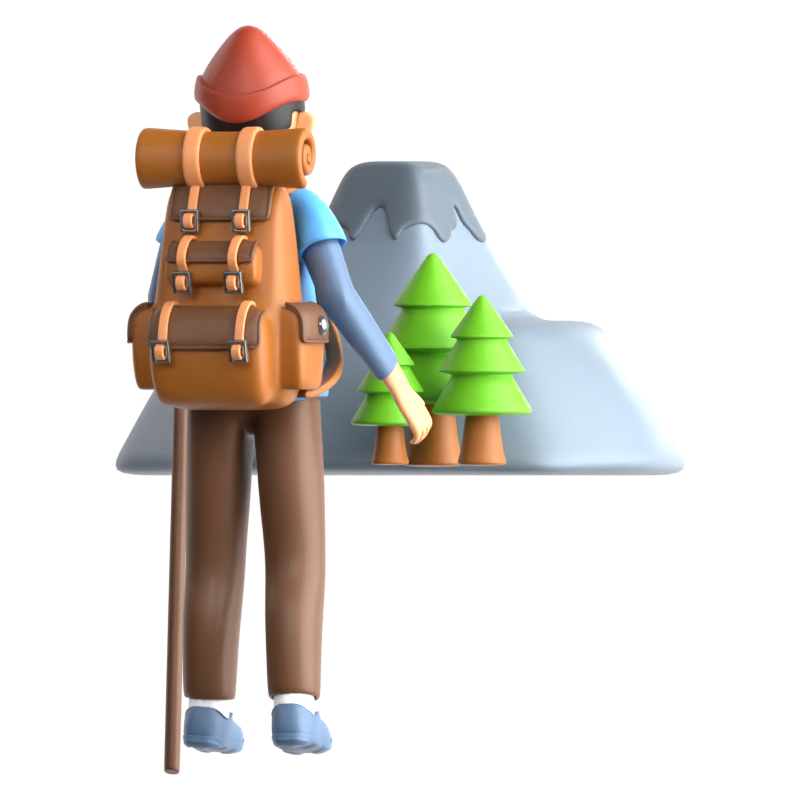 Hiking 3D Icon 3D Graphic