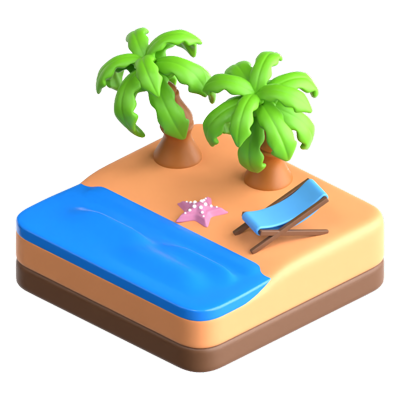 Beach 3D Icon 3D Graphic