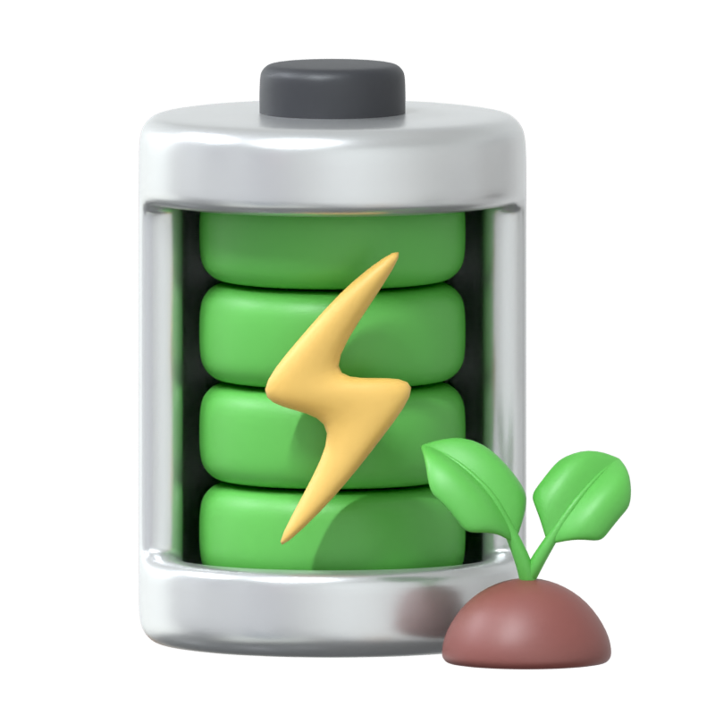 Öko-Batterie 3D-Symbol