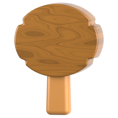 Wooden Sign With Oval Board 3D Icon 3D Graphic