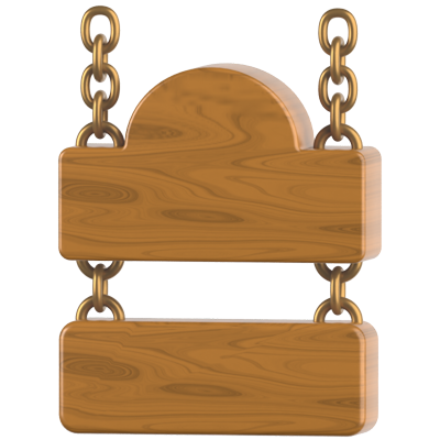 Two Wooden Signs With Chain 3D Icon 3D Graphic