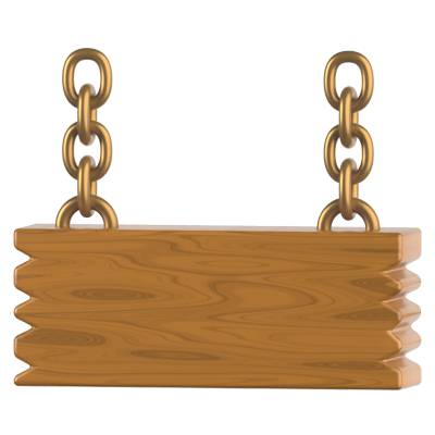 Small Wooden Sign With Chain 3D Icon 3D Graphic