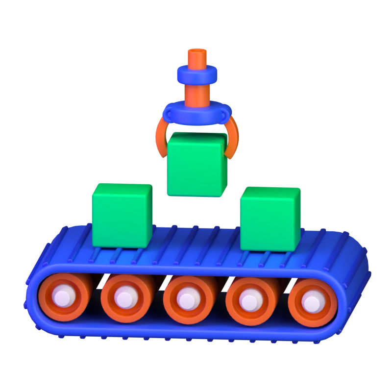 Robot Conveyor 3D Icon