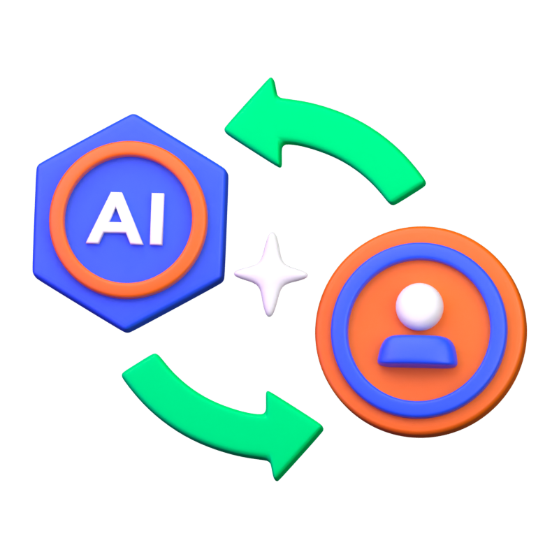 Ícone 3D do AI Collab 3D Graphic