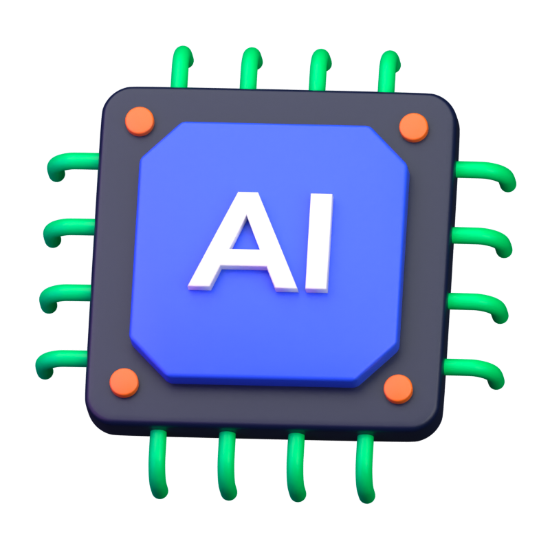 AI-Prozessor 3D-Symbol 3D Graphic