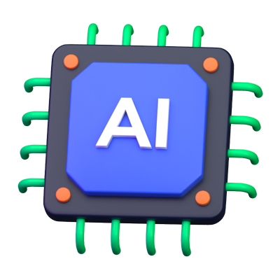 AI-Prozessor 3D-Symbol 3D Graphic