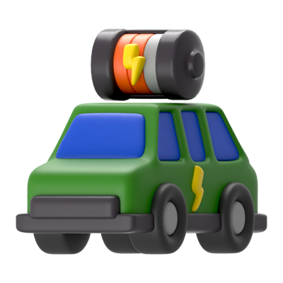 ev auto niedrige batterie 3d icon 3D Graphic