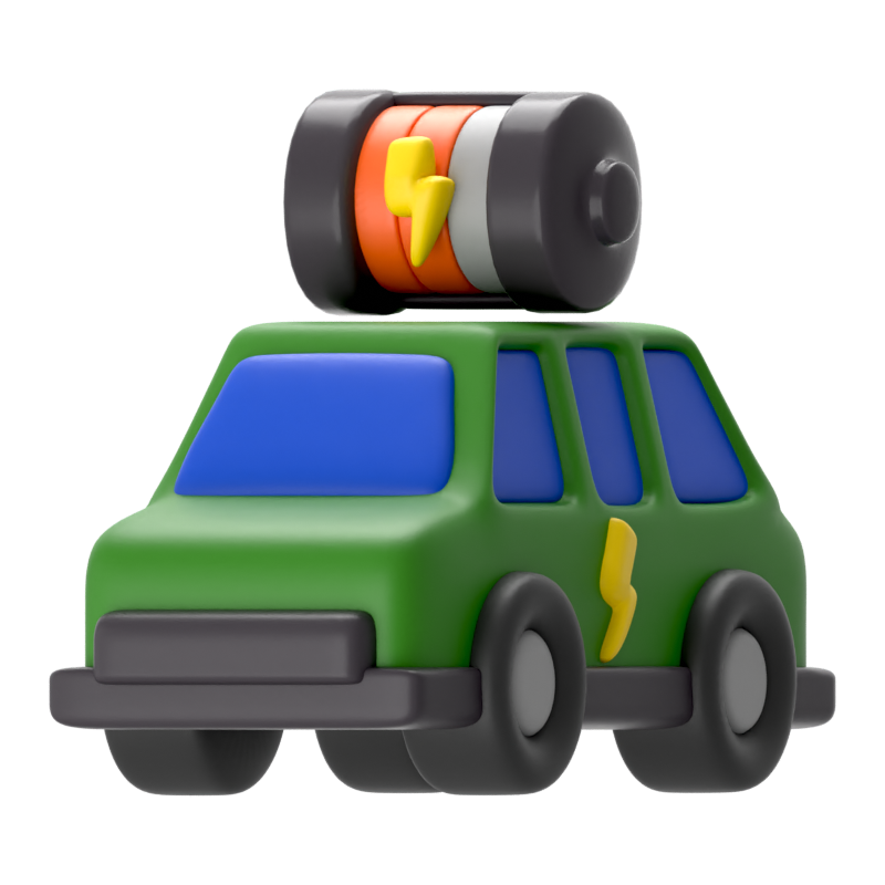 EV Car Low Battery 3D Icon 3D Graphic