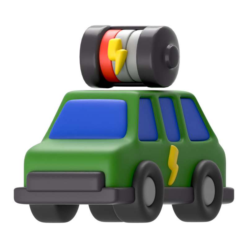 EV-Autobatterie leer 3D-Symbol 3D Graphic