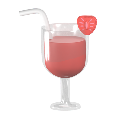 Strawberry Juice 3D Icon 3D Graphic