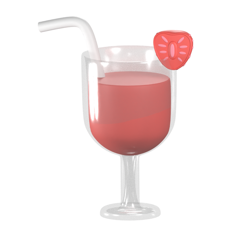 Strawberry Juice 3D Icon 3D Graphic