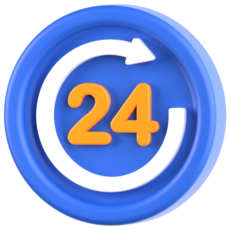 24 Hours Service 3D Icon 3D Graphic