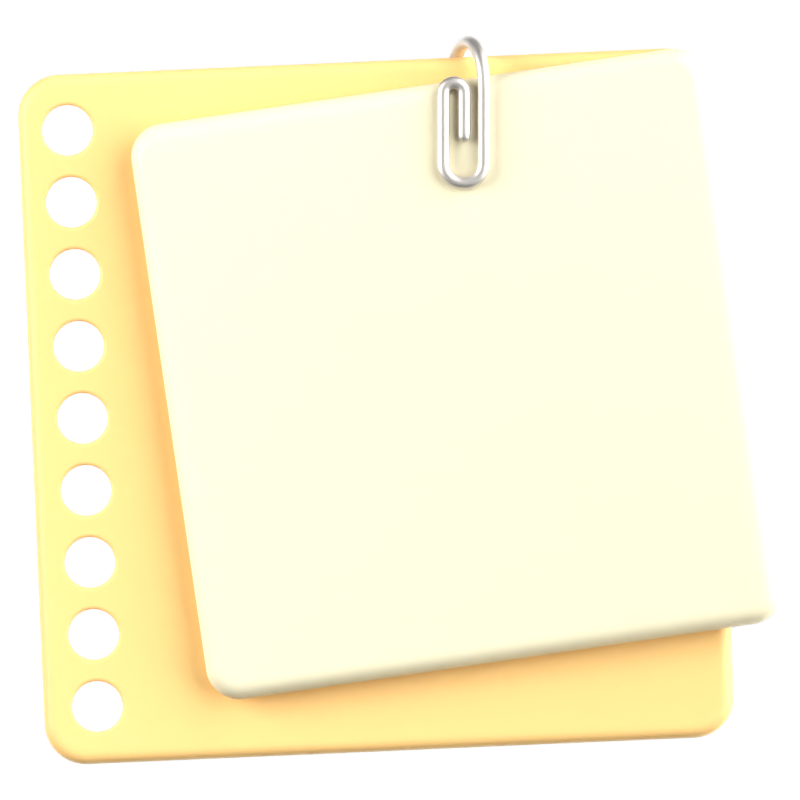 Note Papers With Clipper 3D Icon