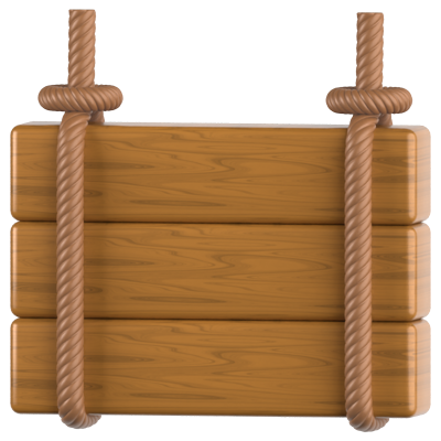 Wooden Sign With Rope 3D Icon 3D Graphic