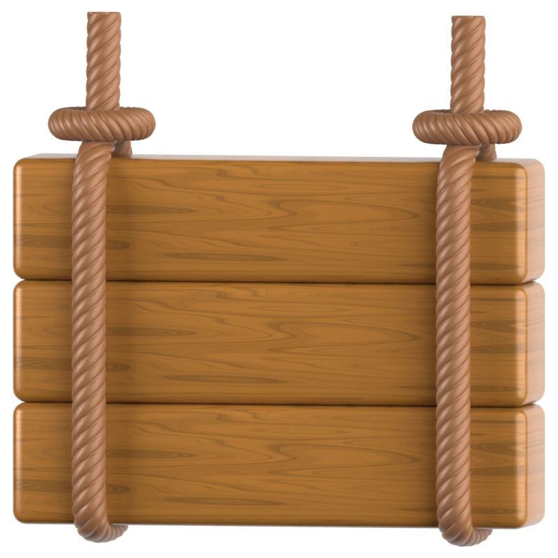 Wooden Sign With Rope 3D Icon