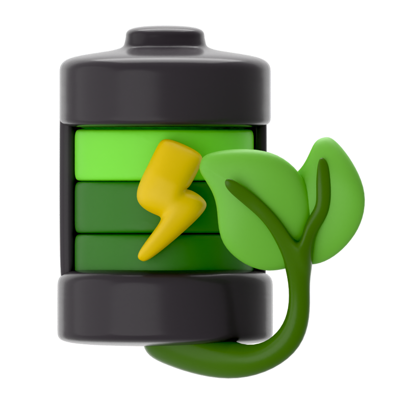 Eco Battery 3D Icon 3D Graphic