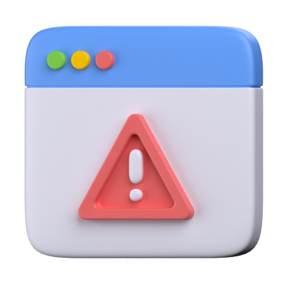 Web Page Warning 3D Icon 3D Graphic