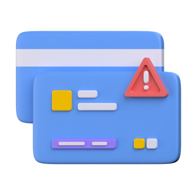 Card Payment Warning Alert 3D Icon 3D Graphic