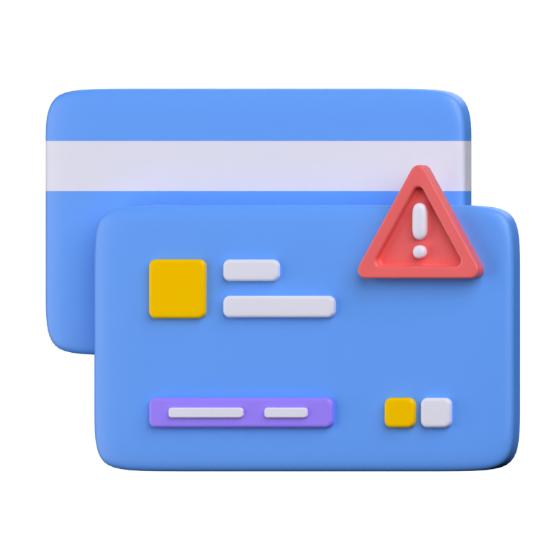 Card Payment Warning Alert 3D Icon