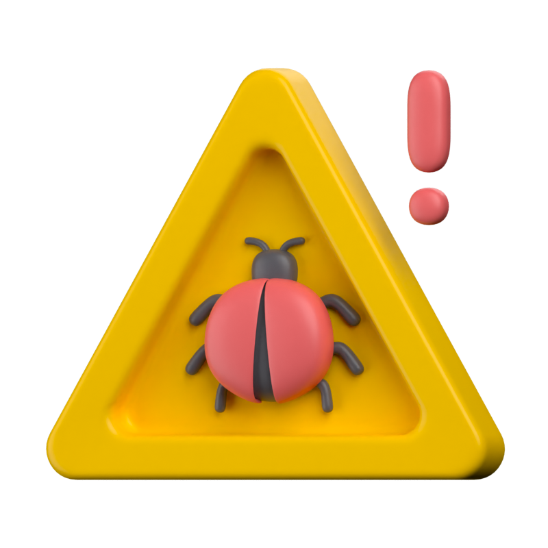 Ícone 3D de alerta de bug 3D Graphic