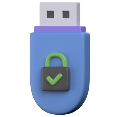 Icono 3D de seguridad de la unidad USB 3D Graphic