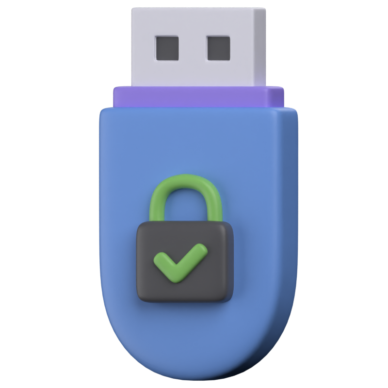 Icono 3D de seguridad de la unidad USB