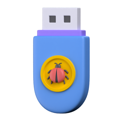 USB-Laufwerk Virus infiziert 3D-Symbol 3D Graphic