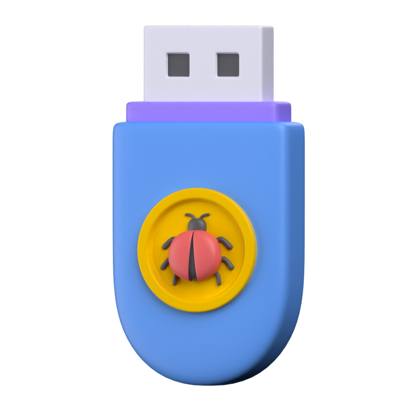 USB 드라이브 바이러스 감염 3D 아이콘 3D Graphic