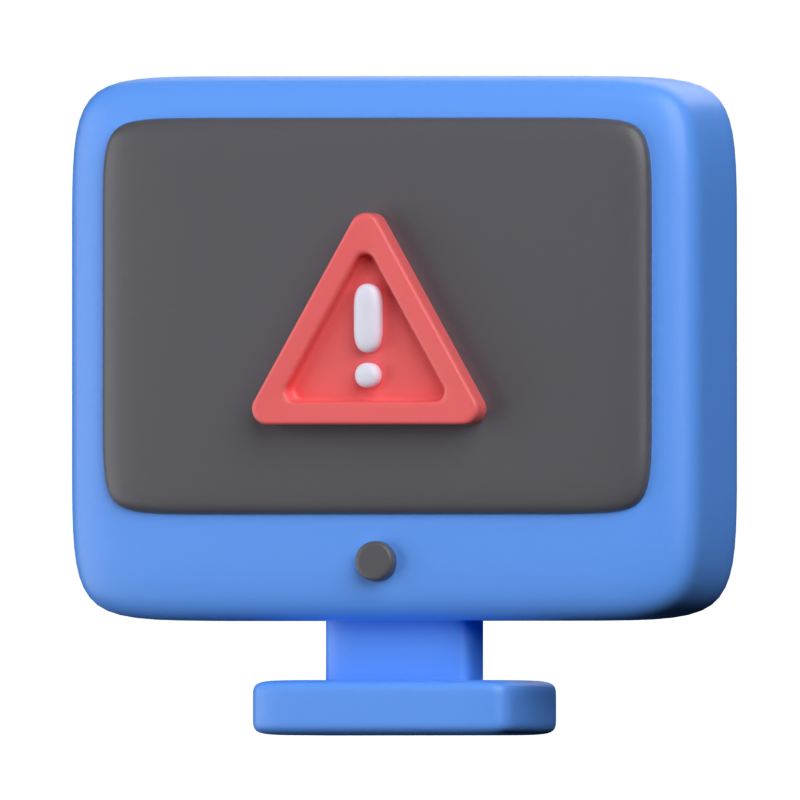 Computer Warning Alert 3D Icon 3D Graphic