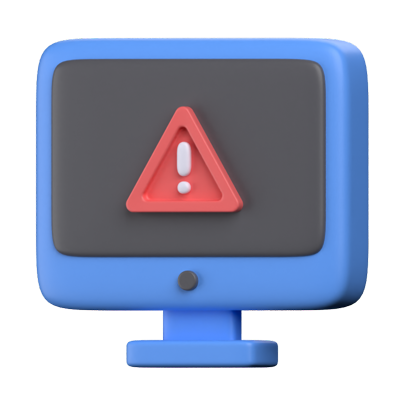 Computer Warning Alert 3D Icon 3D Graphic